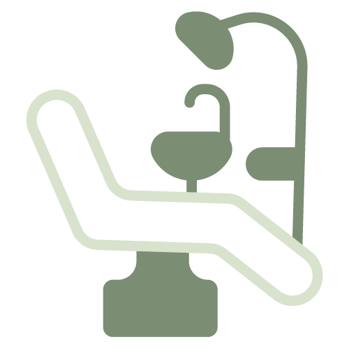 an icon of a dentist chair meant to represent ongoing support after your visit