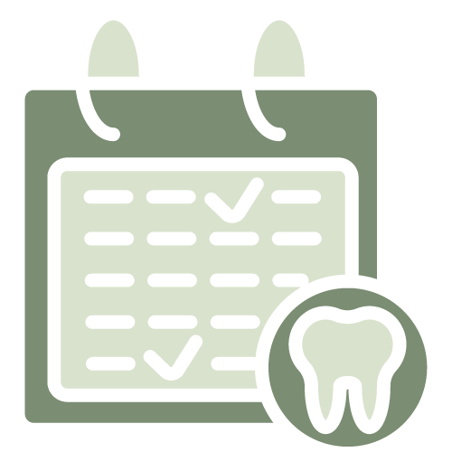 an icon of a calendar and a tooth in the bottom right corner meant to represent a treatment plan